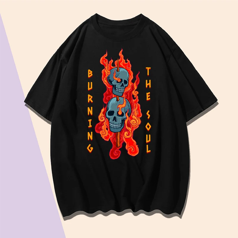 Plus Size Loose Print T Shirt Cotton Orange Red Skull Pattern Short Sleeve Round Neck T Shirts Pullover Y2K Summer Sportswear
Plus Size Loose Print T Shirt Cotton Orange Red Skull Pattern Short Sleeve Round Neck T Shirts Pullover Y2K Summer Sportswear