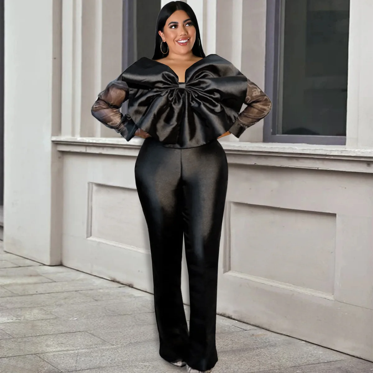 Black Jumpsuit Women Party Big Bow Evening Organza Long Sleeve High Waist One Piece Outfits Rompers 2023 Fall New African
Black Jumpsuit Women Party Big Bow Evening Organza Long Sleeve High Waist One Piece Outfits Rompers 2023 Fall New African