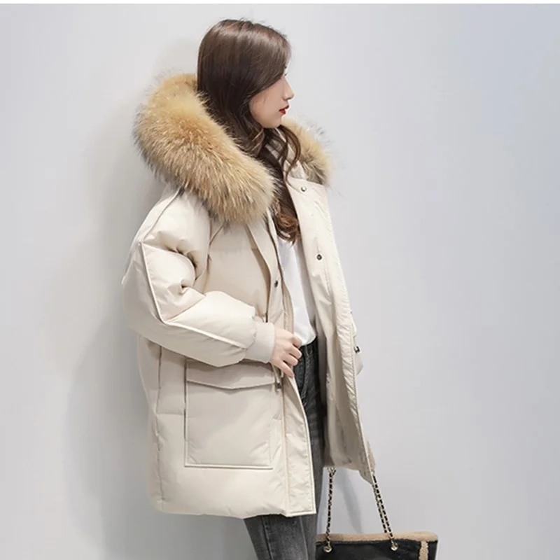 Jacket Women's Down Winter Thick Fur Hooded Down Coat Female Brand Drawstring Black Down Jacket
Jacket Women's Down Winter Thick Fur Hooded Down Coat Female Brand Drawstring Black Down Jacket