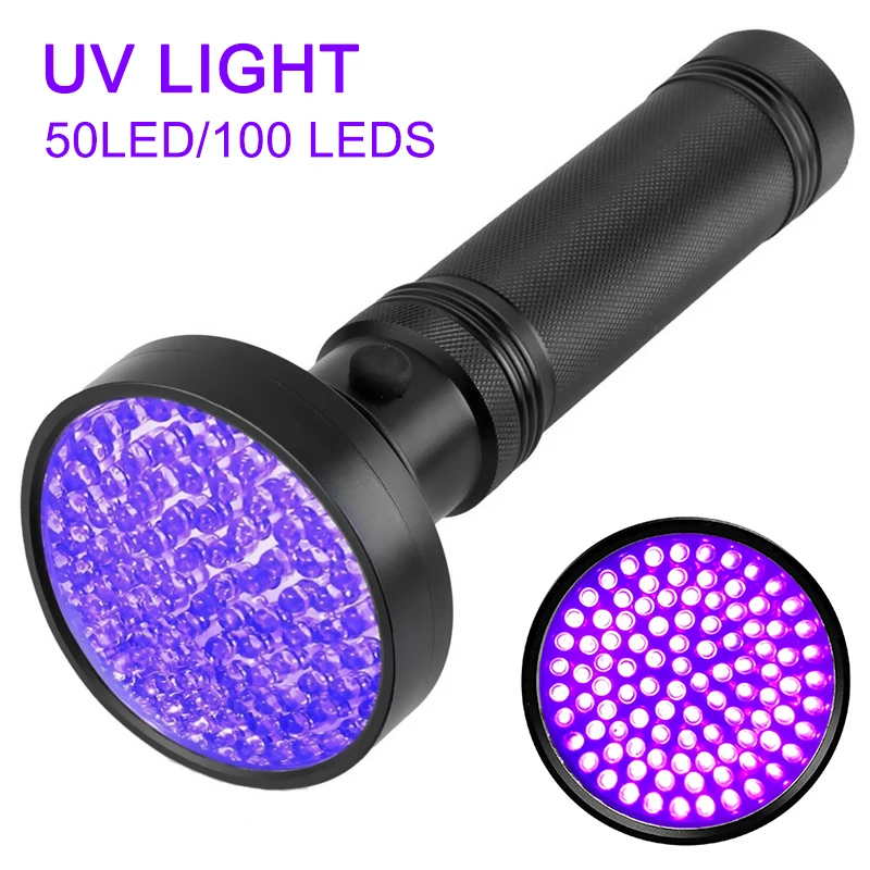 UV Light Flashlight torch 100LED 50LED UV Light Zoom light lamp safety UV Ultraviolet for Dog Pet Urine detection AA Battery
UV Light Flashlight torch 100LED 50LED UV Light Zoom light lamp safety UV Ultraviolet for Dog Pet Urine detection AA Battery