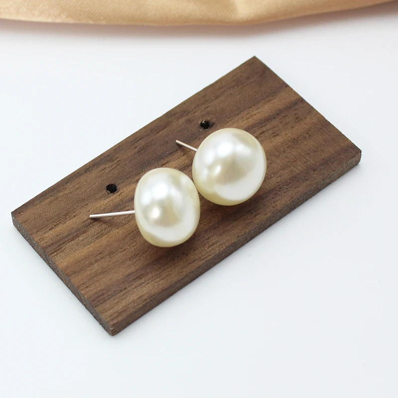 

14mm 16mm Flat Big Imitation Pearl Stud Earring for Women Simple High Light Steamed Bread Mantou Jewelry Girl Gift Brincos