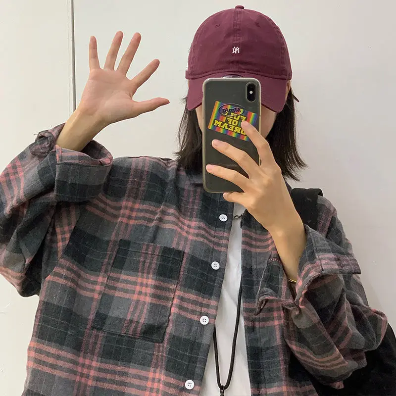 Deeptown Harajuku Plaid Women Blouses Vintage Casual Oversized Korean Fashion Shirt Basic Female Top Japanese Style Streetwear
Deeptown Harajuku Plaid Women Blouses Vintage Casual Oversized Korean Fashion Shirt Basic Female Top Japanese Style Streetwear