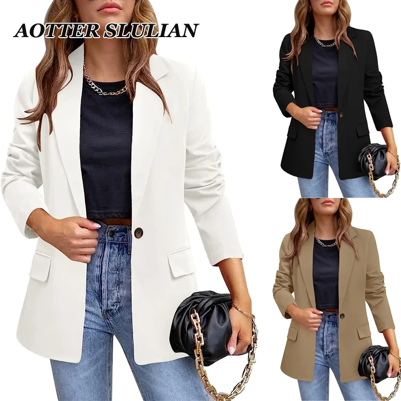 Women's Office Suit Jacket Lady Blazer Notched Long Sleeves Button Casual Solid Suits Jackets Female Business Work Basic Blazers
Women's Office Suit Jacket Lady Blazer Notched Long Sleeves Button Casual Solid Suits Jackets Female Business Work Basic Blazers