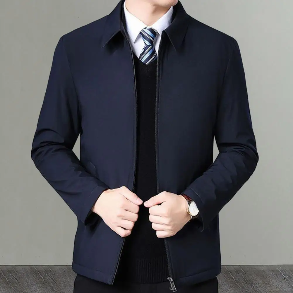 

Деловая куртка, стильный мужской Костюмный пиджак, деловая готовая куртка на молнии с нескользящей подкладкой, куртка с длинным рукавом для весны, осени и зимы
