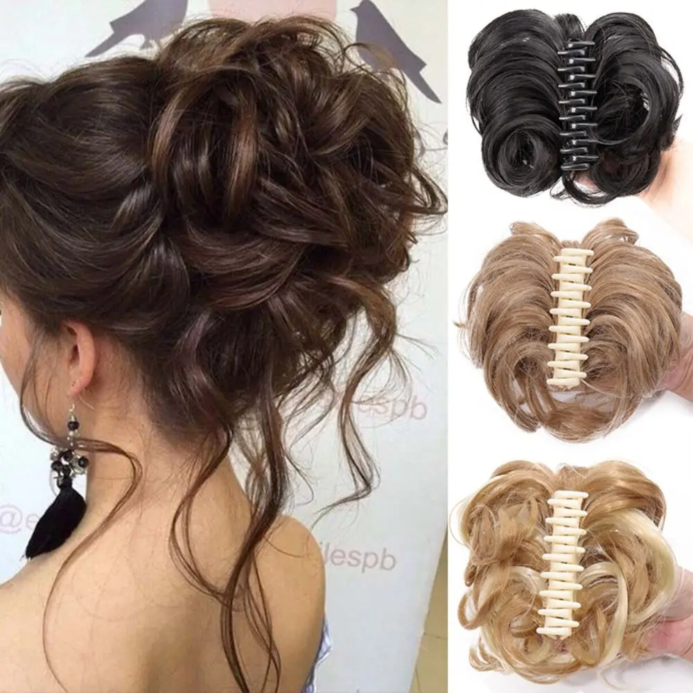 

Clip in Natural Updo Hairpiece Female Blonde Claw Chignon False Hair Pieces Synthetic Hair Bun Messy Curly Hair Bun