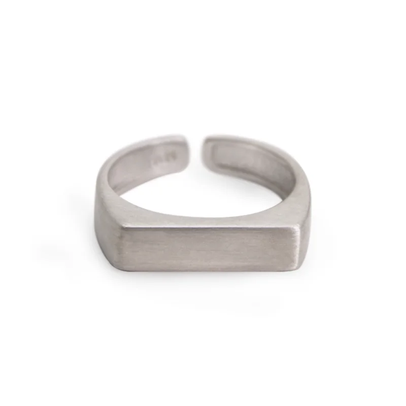 Non Fish Home Simple Geometric Square Matte Silver Ring for Male Minority Designer Accessories Adjustable End Ring
Non Fish Home Simple Geometric Square Matte Silver Ring for Male Minority Designer Accessories Adjustable End Ring