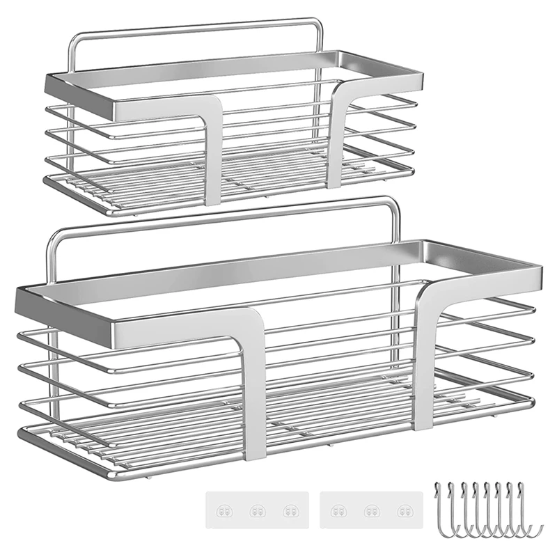 Shower Caddy 2 Pack, Rustproof Bathroom Storage With 8 Hooks For Hanging Towel Razor Bath Sponge Brush,Shower Organizer
Shower Caddy 2 Pack, Rustproof Bathroom Storage With 8 Hooks For Hanging Towel Razor Bath Sponge Brush,Shower Organizer