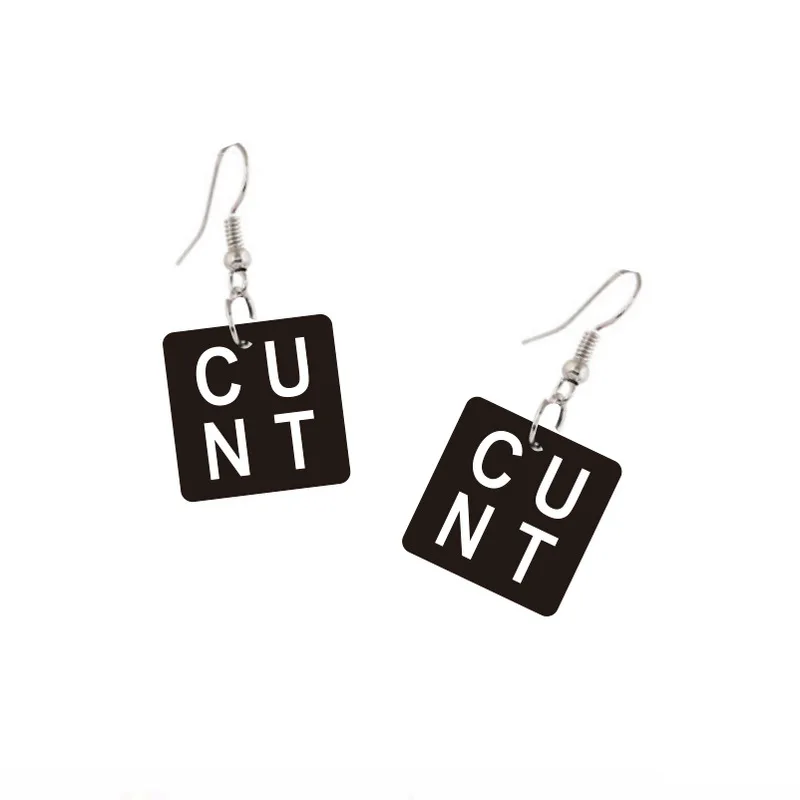Nickel Free Laser Cut Acrylic Jewelry Sexy Young Girls Statement Rude Swear Cunt Words Earrings Accessories
Nickel Free Laser Cut Acrylic Jewelry Sexy Young Girls Statement Rude Swear Cunt Words Earrings Accessories