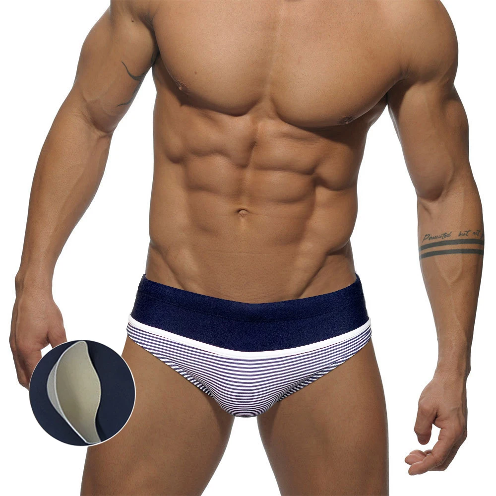2022 New Striped Men With Push Pad Swimming Trunks Sexy Bikini European American Fashion Low Waist Swimwear Summer Beach Surfing
2022 New Striped Men With Push Pad Swimming Trunks Sexy Bikini European American Fashion Low Waist Swimwear Summer Beach Surfing