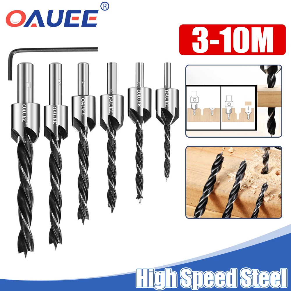Oauee 3-10mm HSS Countersink Drill Bit Set Round Shank Titanium Coating Carpentry Chamfer Boring Countersink Drill Bit For Wood
Oauee 3-10mm HSS Countersink Drill Bit Set Round Shank Titanium Coating Carpentry Chamfer Boring Countersink Drill Bit For Wood