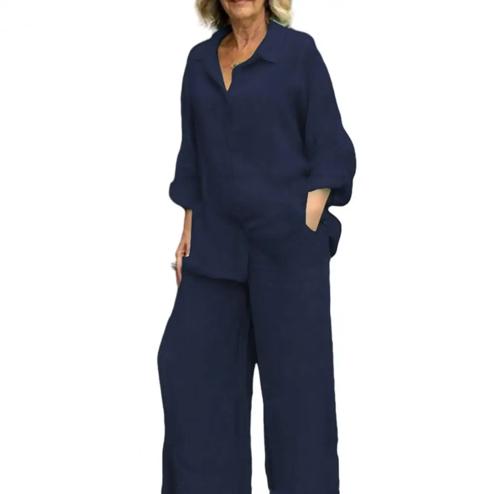 Solid Color Casual Suit Stylish Women's Cotton Linen Suit Elegant Long Sleeve Shirt Wide Leg Trousers Set for Spring/autumn
Solid Color Casual Suit Stylish Women's Cotton Linen Suit Elegant Long Sleeve Shirt Wide Leg Trousers Set for Spring/autumn