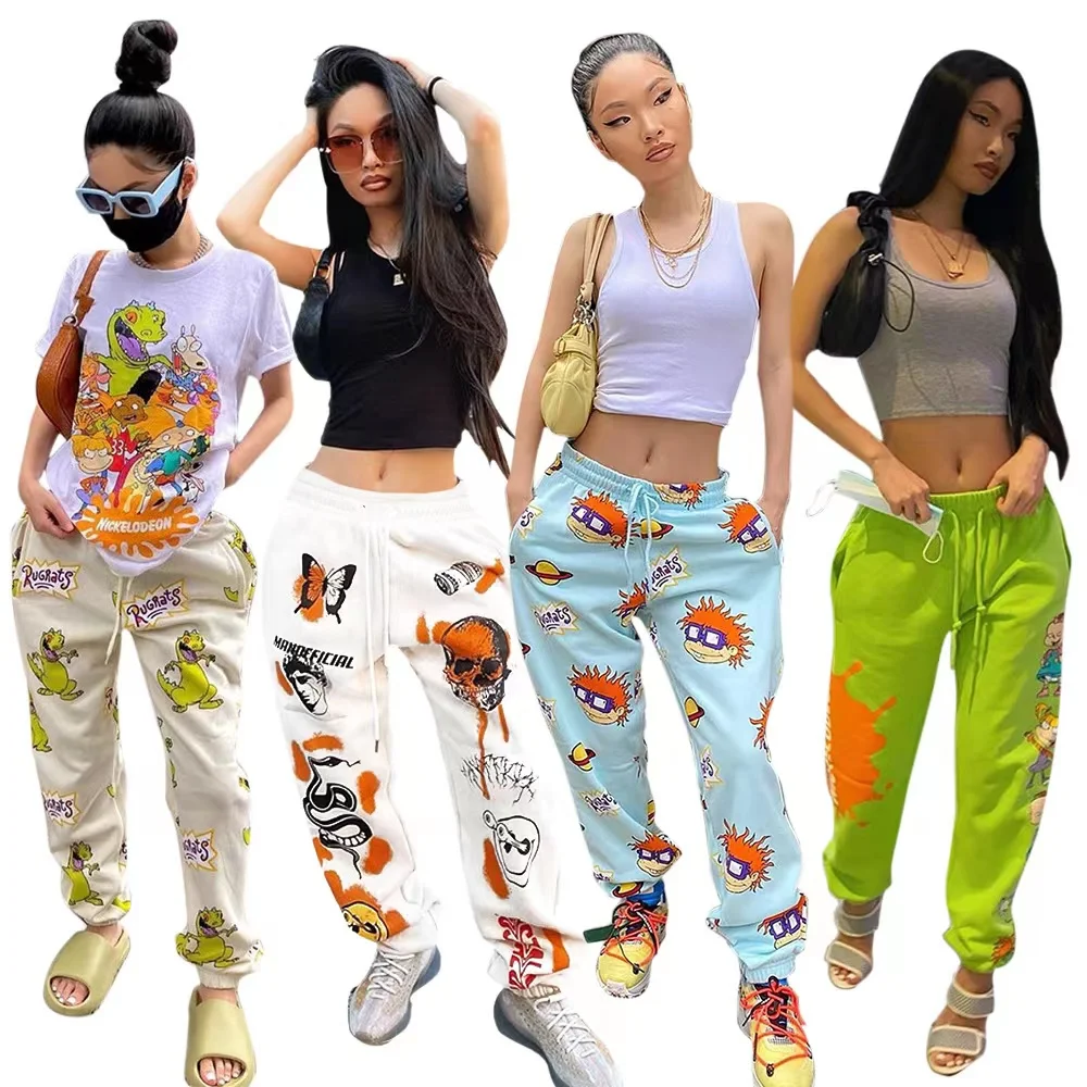 Women High Waist Pants Cartoon Print Pants Casual Drawstring Trousers Sport Joggers Trousers Sweatpants
Women High Waist Pants Cartoon Print Pants Casual Drawstring Trousers Sport Joggers Trousers Sweatpants