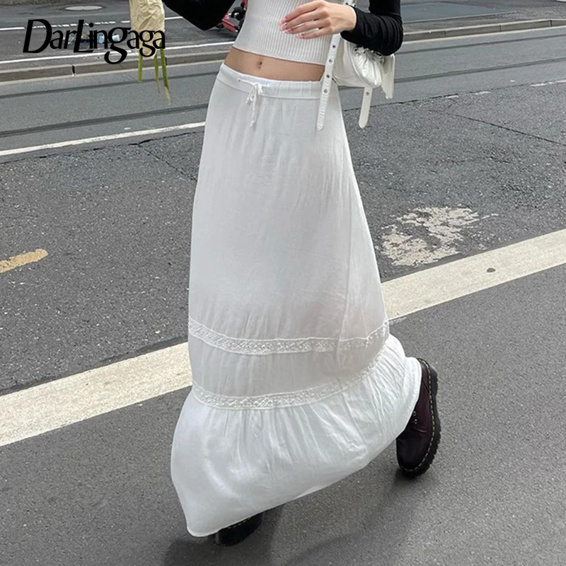 Darlingaga Boho Vacation White Long Skirt Chic Low Waisted Drawstring Fashion Elegant Lace Spliced Women Skirts A-Line Outfits
Darlingaga Boho Vacation White Long Skirt Chic Low Waisted Drawstring Fashion Elegant Lace Spliced Women Skirts A-Line Outfits
