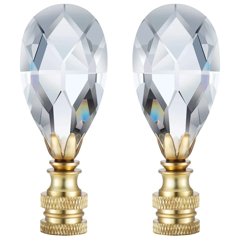 2 Packs Teardrop Clear Crystal Lamp Finial Lamp Decoration For Lamp Shade With Polished Brass Base, Clear, 2-3/4 Inches 
2 Packs Teardrop Clear Crystal Lamp Finial Lamp Decoration For Lamp Shade With Polished Brass Base, Clear, 2-3/4 Inches