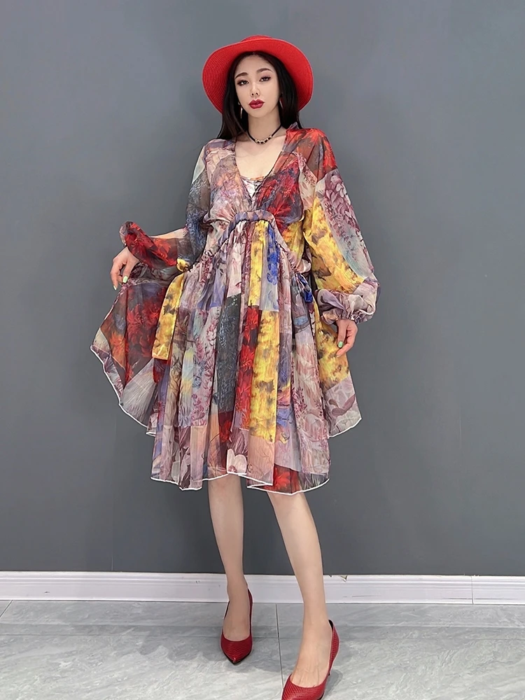 SuperAen 2022 Summer New Fashion Printing Chiffon V-neck Waist Slim Casual A-LINE Dresses for Women
SuperAen 2022 Summer New Fashion Printing Chiffon V-neck Waist Slim Casual A-LINE Dresses for Women