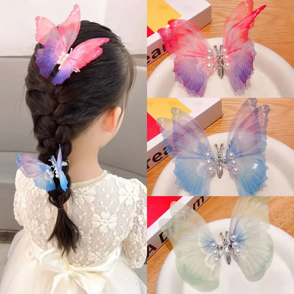 

2PCS Colorful Glitter Butterfly Hair Clips Cute Hairpins For Girls Yarn Hair Bows Hairgrip Barrettes Hair Accessories Headdress