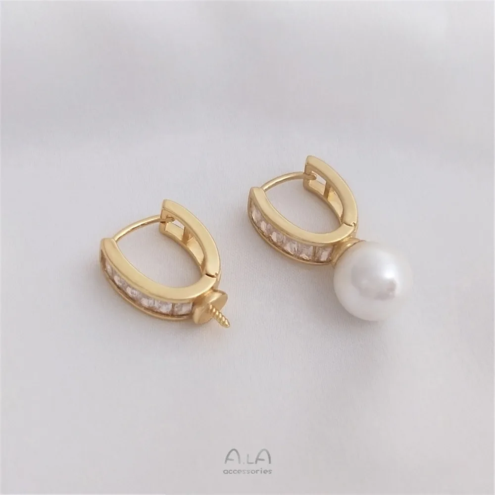 14K Gold Filled Plated Inlaid zircon bead clasp, diy sticky half hole pearl earring accessories
14K Gold Filled Plated Inlaid zircon bead clasp, diy sticky half hole pearl earring accessories