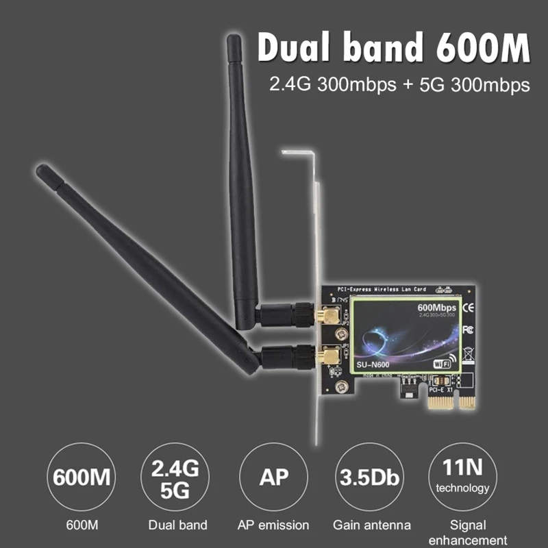 Dual Band 600Mbps Ethernet Adapter for Desktop Computer 2.4G/5GHz PCI Express PCIe WiFi Card Dual Band Wireless Adapter Dropship
Dual Band 600Mbps Ethernet Adapter for Desktop Computer 2.4G/5GHz PCI Express PCIe WiFi Card Dual Band Wireless Adapter Dropship
