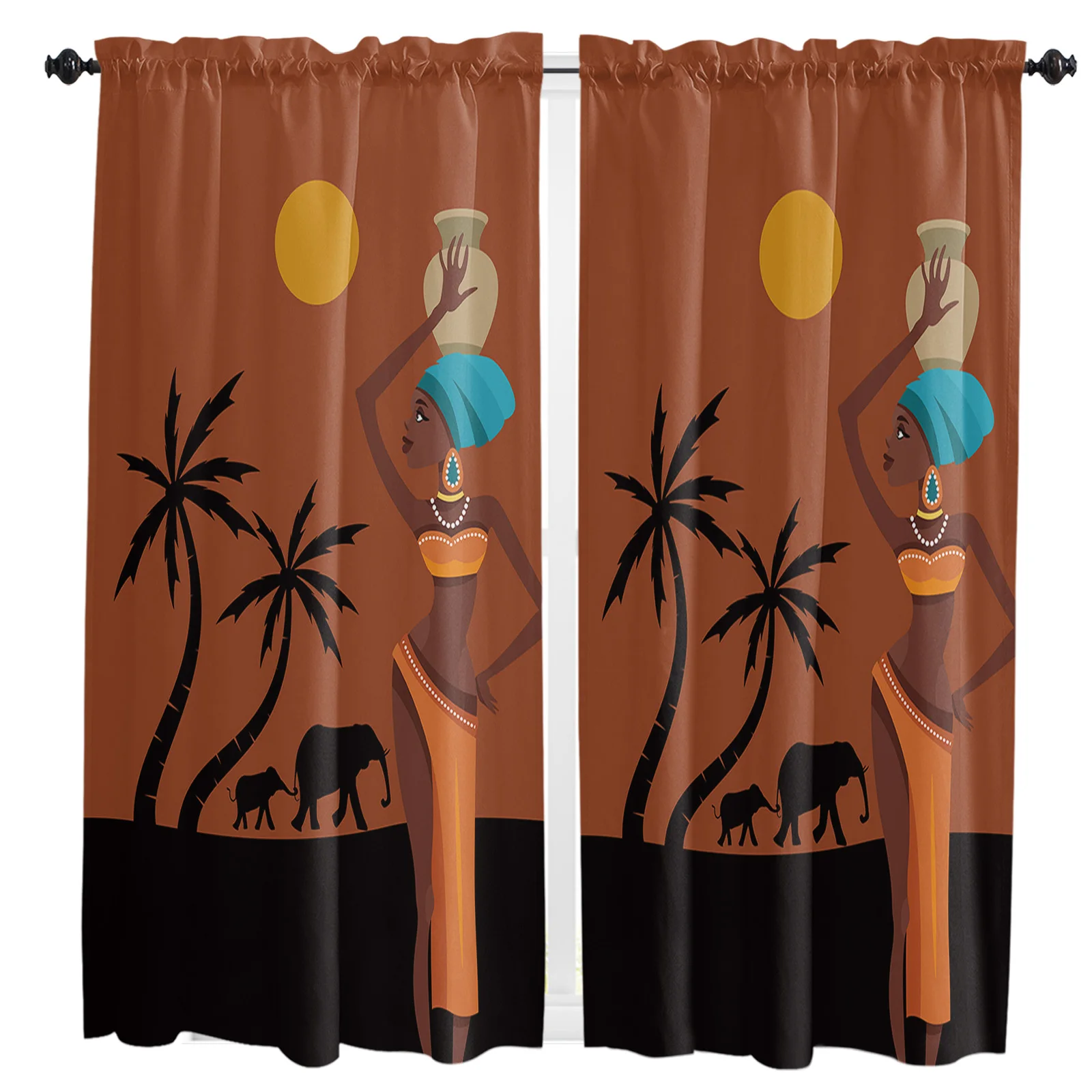 African Women Elephant Small Curtain Rod Pocket Short Curtains Half Drapes Partition Cabinet Door Window Curtains Home Decor
African Women Elephant Small Curtain Rod Pocket Short Curtains Half Drapes Partition Cabinet Door Window Curtains Home Decor