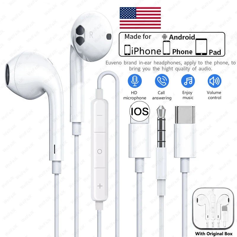Original Wired Earphone For Apple iPhone 11 12 13 Pro Max X XS XR 6 6s 7 8 Plus Earpod Earbuds 3.5mm Headset With Mic Headphones
Original Wired Earphone For Apple iPhone 11 12 13 Pro Max X XS XR 6 6s 7 8 Plus Earpod Earbuds 3.5mm Headset With Mic Headphones