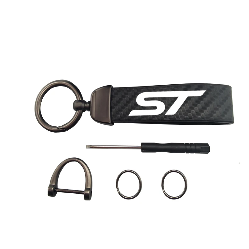 High-Grade Carbon Leather Car Key Chain Rotating Horseshoe Rings For ST Logo Ford FOCUS Mondeo Fiesta Kuga MK2 MK3 
High-Grade Carbon Leather Car Key Chain Rotating Horseshoe Rings For ST Logo Ford FOCUS Mondeo Fiesta Kuga MK2 MK3