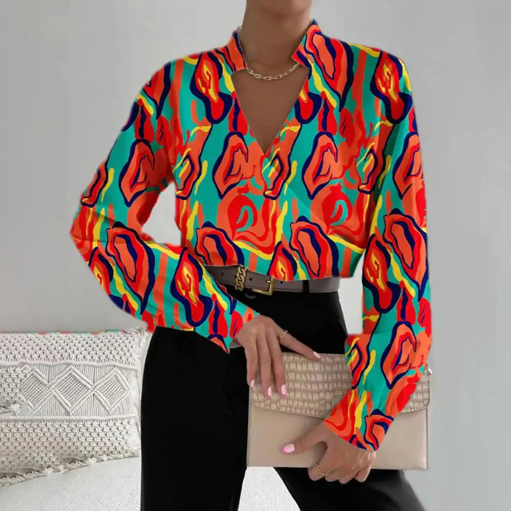 Women Shirt Loose Fit Shirt Women Top Floral Geometric Print Lady Blouse Stylish Stand Collar V-neck Office Lady Shirt Women Top
Women Shirt Loose Fit Shirt Women Top Floral Geometric Print Lady Blouse Stylish Stand Collar V-neck Office Lady Shirt Women Top