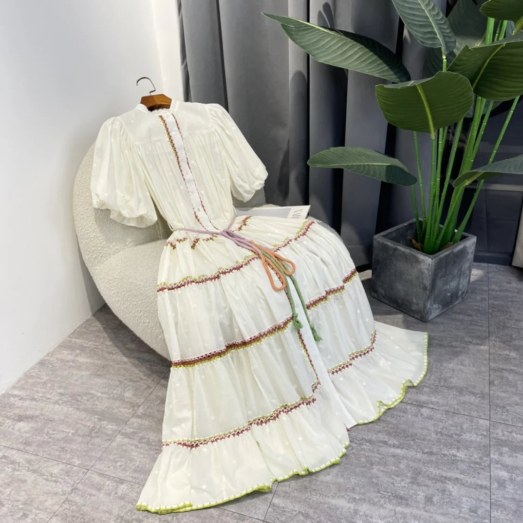 2022 Beige Floral Embroidery Green Pink Red String Weave Patchwork Cake Folded Long Summer Dresses
2022 Beige Floral Embroidery Green Pink Red String Weave Patchwork Cake Folded Long Summer Dresses