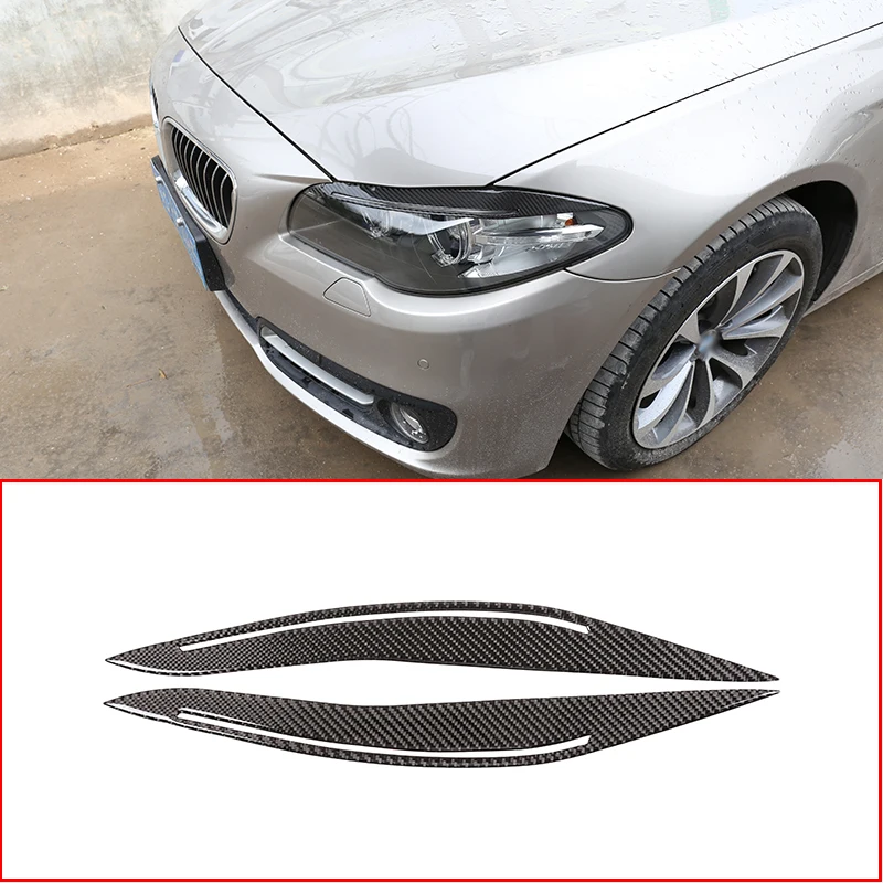 

2 шт., декоративные полоски для передней противотуманной фары из углеродного волокна для BMW 5 серии F10 520 525 2014-2017, автомобильные аксессуары fa