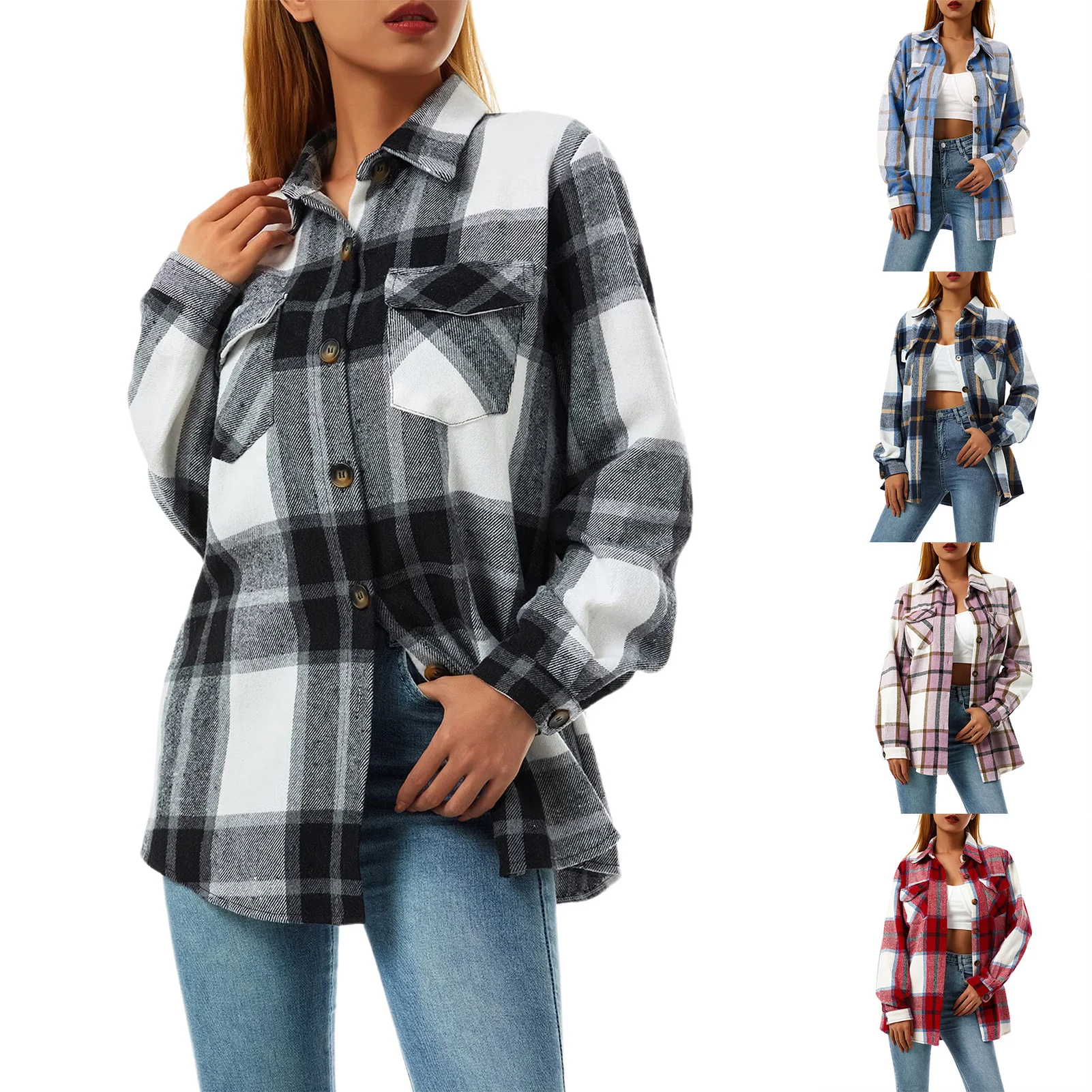 Women Shacket Jacket Coats Simple Plaid Chest Pocketed Shirts Stylish Comfy Cozy Boyfriend Spring Fall Shirts Tops
Women Shacket Jacket Coats Simple Plaid Chest Pocketed Shirts Stylish Comfy Cozy Boyfriend Spring Fall Shirts Tops