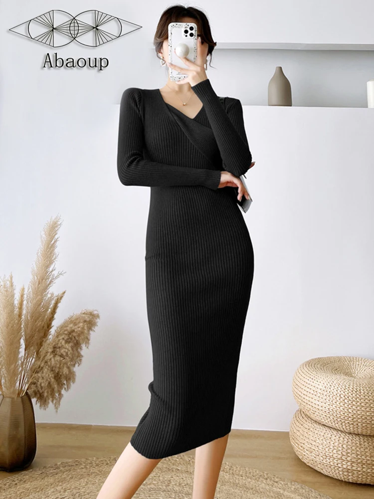 Women Dress Slim Sheath V-Neck Pullover Mid-Calf Elegant Office Lady Stripe High Waist Black Coffee Apricot Grey Knitting Skirt
Women Dress Slim Sheath V-Neck Pullover Mid-Calf Elegant Office Lady Stripe High Waist Black Coffee Apricot Grey Knitting Skirt