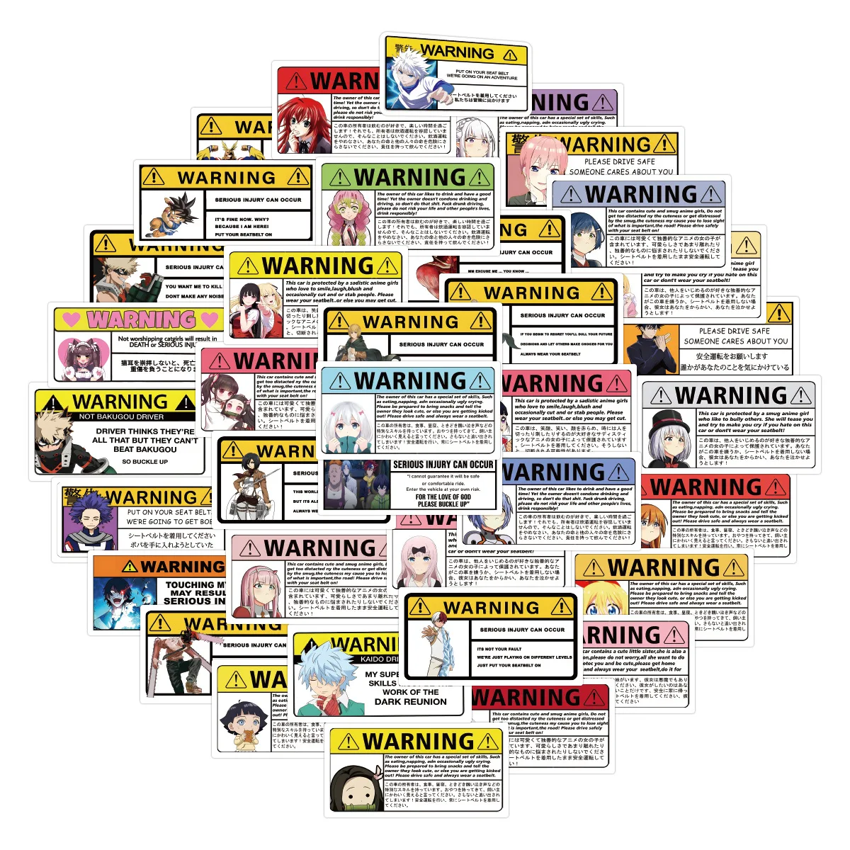 10/30/50pcs New Anime Mixed Warning Sign Waterproof Sticker Luggage Notebook Scooter Water Cup Decorative Sticker Wholesale
10/30/50pcs New Anime Mixed Warning Sign Waterproof Sticker Luggage Notebook Scooter Water Cup Decorative Sticker Wholesale