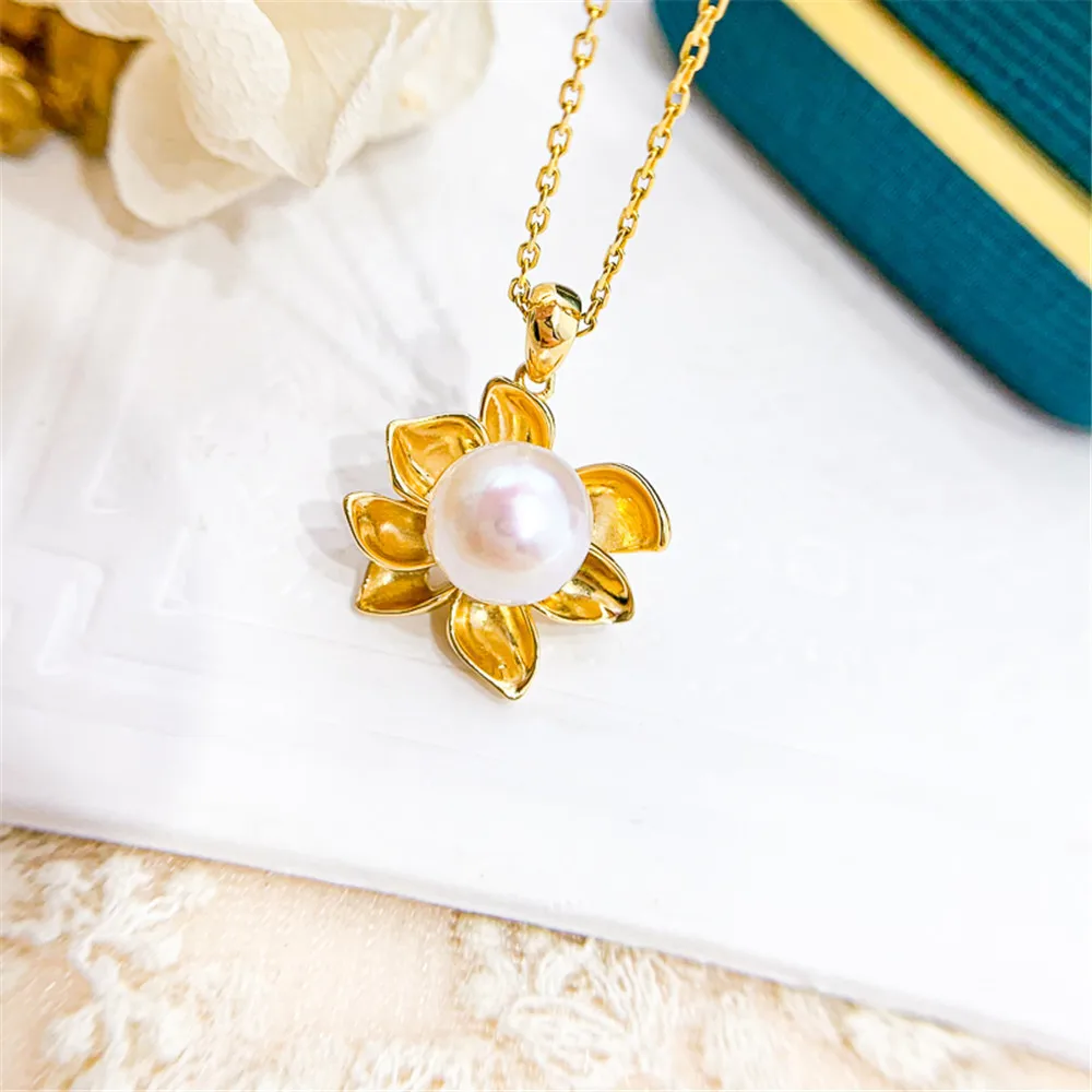 DIY Pearl Accessories S925 Sterling Silver Pendant Empty Holder K Gold Jade Necklace Pendant for Women with 7-9mm Beads
DIY Pearl Accessories S925 Sterling Silver Pendant Empty Holder K Gold Jade Necklace Pendant for Women with 7-9mm Beads