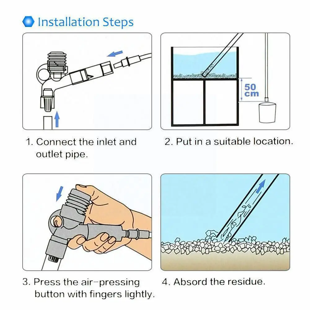 Manual Air-pressing Aquarium Gravel Cleaner Kit Fish With Water Changer Sand Soft Water Washer And Hose Clamp Flow 3ft W6a8
Manual Air-pressing Aquarium Gravel Cleaner Kit Fish With Water Changer Sand Soft Water Washer And Hose Clamp Flow 3ft W6a8