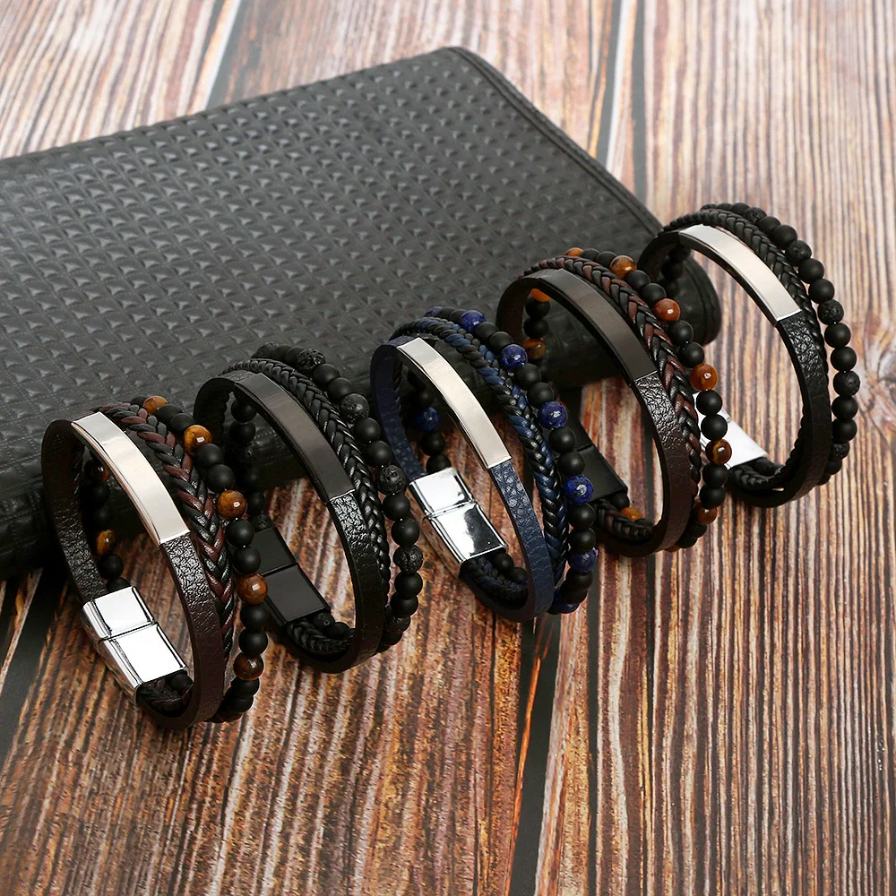 New Trendy Volcanic Rock Leather Stainless Steel Braided Bracelet Punk Cool Multilayer Leather Bracelet for Men Birthday Gift
New Trendy Volcanic Rock Leather Stainless Steel Braided Bracelet Punk Cool Multilayer Leather Bracelet for Men Birthday Gift