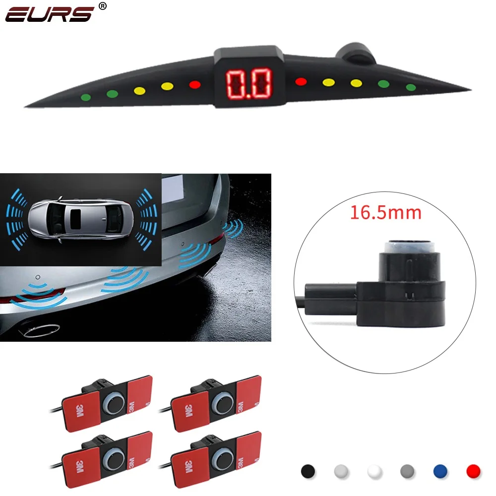 EURS Car Parktronic LED Parking Sensor Kit Backlight Display With 4 Sensors Reverse Backup Radar Monitor Detector System 16.5mm
EURS Car Parktronic LED Parking Sensor Kit Backlight Display With 4 Sensors Reverse Backup Radar Monitor Detector System 16.5mm