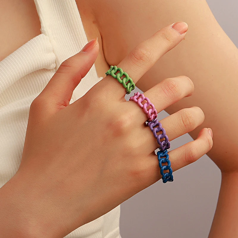 Candy Color Hollow Chain Ring for Women Y2K Sweet Creative Colorful Personality Index Resin Macaron Cute Finger Ring Jewelry
Candy Color Hollow Chain Ring for Women Y2K Sweet Creative Colorful Personality Index Resin Macaron Cute Finger Ring Jewelry