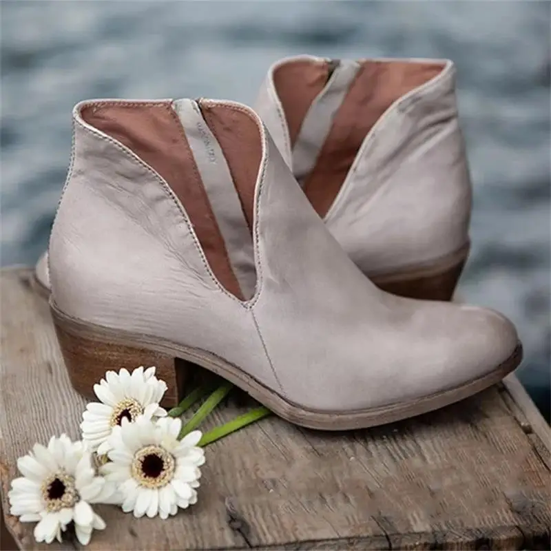 Women Short Boots Hollow Casual Shoes Solid PU Leather Shoes Low Heel Side Zipper Round Toe Retro Ankle Boots for Women Footwear
Women Short Boots Hollow Casual Shoes Solid PU Leather Shoes Low Heel Side Zipper Round Toe Retro Ankle Boots for Women Footwear