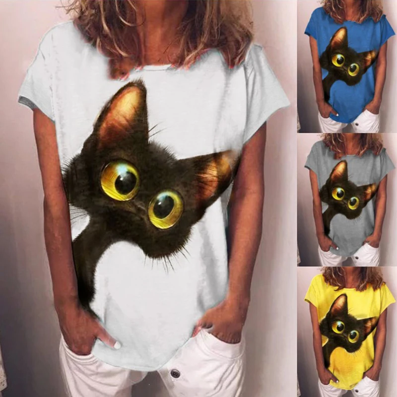Women's Summer Cat Print T-shirt Tops Casual 5XL Loose Short Sleeve shirts Vintage Plus Size Clothes Female Tee for Women
Women's Summer Cat Print T-shirt Tops Casual 5XL Loose Short Sleeve shirts Vintage Plus Size Clothes Female Tee for Women