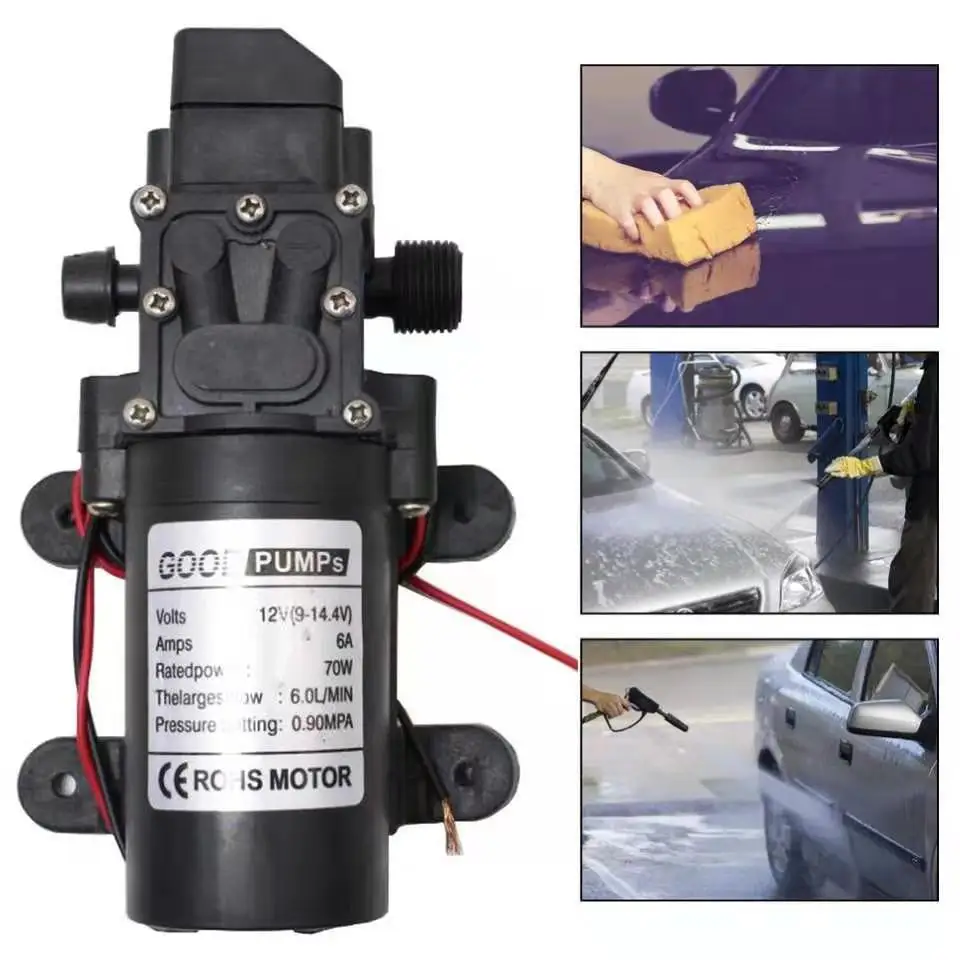 

RV DC12V 130PSI 6L/min Electric Water Pump Black Micro High Pressure Diaphragm Self-Priming Cooling Car Wash Water Pump Sprayer