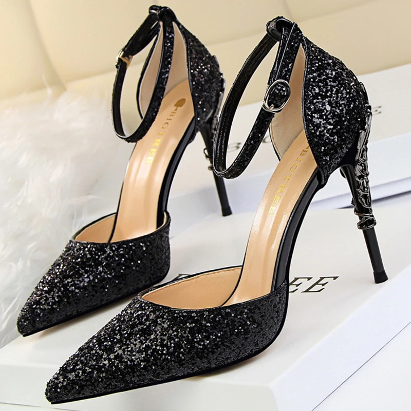 Fashion Sequins High Heels Metal Decoration Women's Pumps Women Shoes Stiletto BIGTREE Shoes Hasp Women Sandals Large Size 42 43
Fashion Sequins High Heels Metal Decoration Women's Pumps Women Shoes Stiletto BIGTREE Shoes Hasp Women Sandals Large Size 42 43