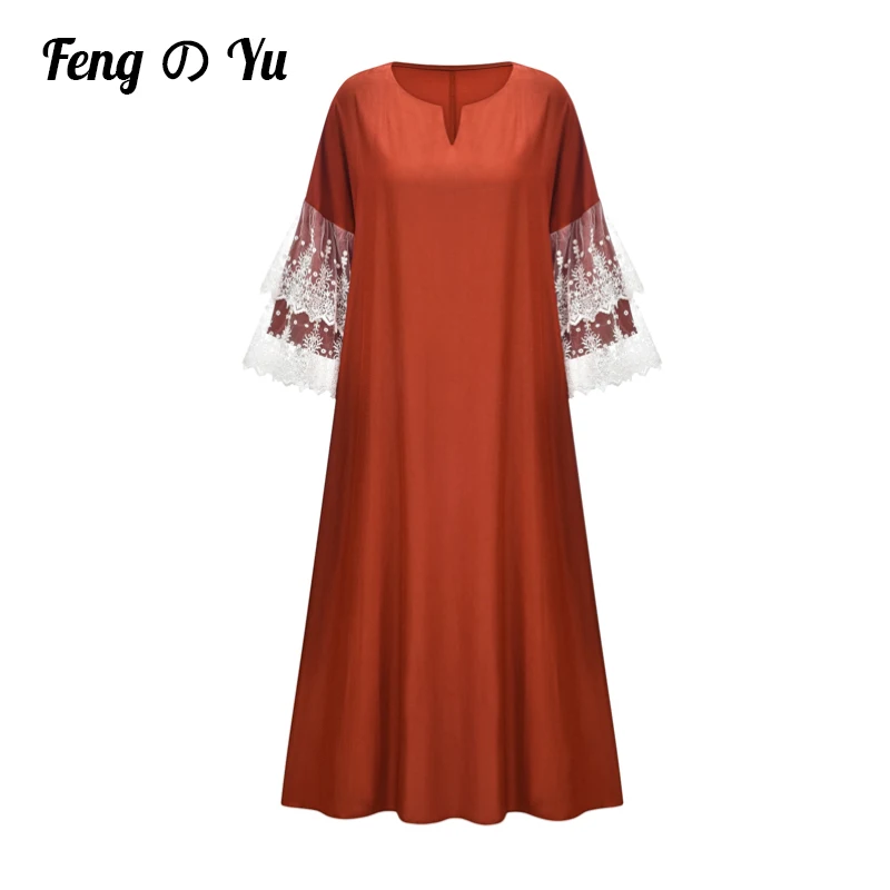 2022 New Summer Women's Long Dress Solid Color A-Collar Simple Lace Stitching Horn Half-Sleeved Loose Casual Cloth Vestidos Robe
2022 New Summer Women's Long Dress Solid Color A-Collar Simple Lace Stitching Horn Half-Sleeved Loose Casual Cloth Vestidos Robe