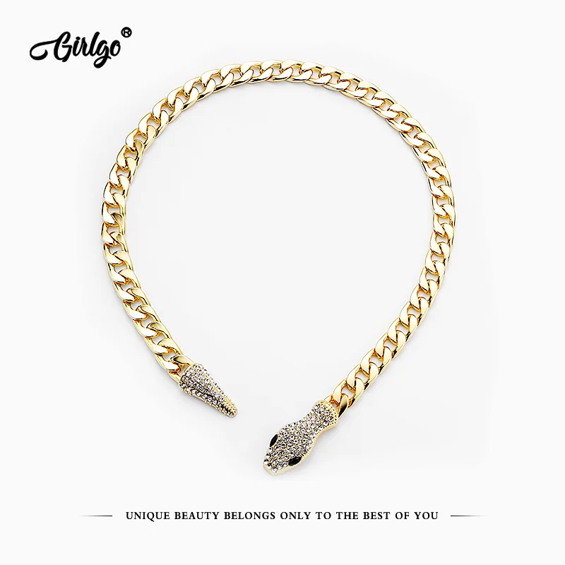 Girlgo Vintage Snake Link Necklace for Women Punk Trendy Metal Crystal Shiny Collar Choker Necklace Bracelets
Girlgo Vintage Snake Link Necklace for Women Punk Trendy Metal Crystal Shiny Collar Choker Necklace Bracelets