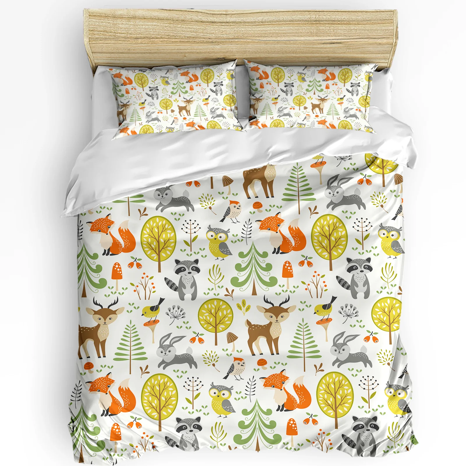 

3pcs Bedding Set Cartoon Animals Kawaii Fox Owl Home Textile Duvet Cover Pillow Case Boy Kid Teen Girl Bedding Covers Set
