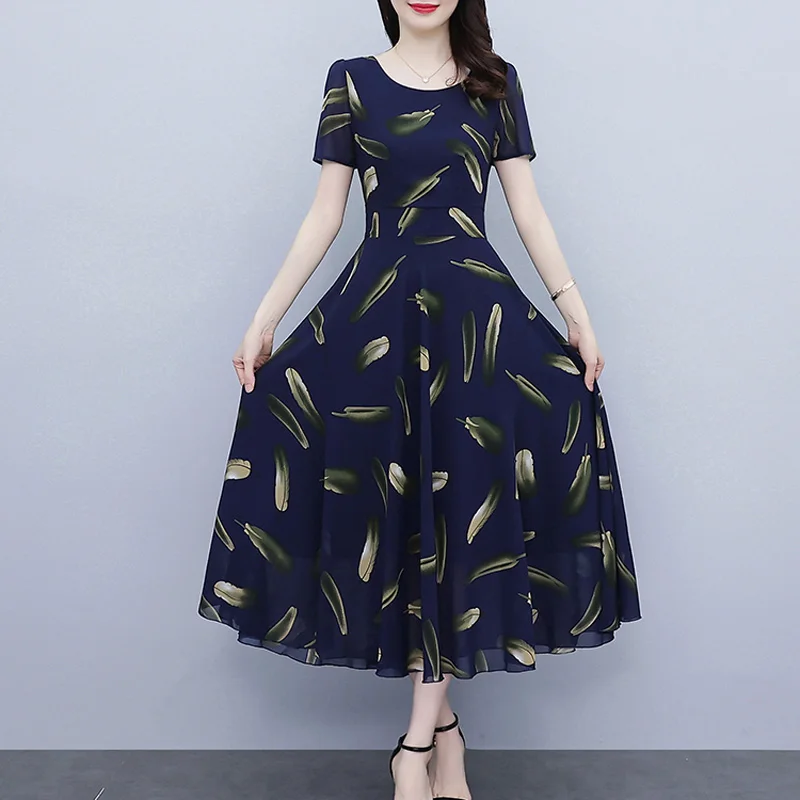 Women Summer Elegant Boho Chiffon Long Dress O Neck Short Sleeve Plus Size 5XL Casual Loose A Line Floral Print Pleat Blue Robe
Women Summer Elegant Boho Chiffon Long Dress O Neck Short Sleeve Plus Size 5XL Casual Loose A Line Floral Print Pleat Blue Robe