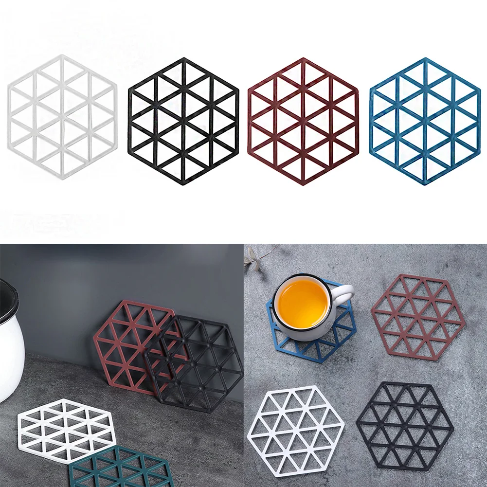 

Creative Hexagon Hollow Coaster Felt Cup Mat Soft Heat Insulated Non Slip Pad Home Hot Drink Holder Desktop Artistic Decoration