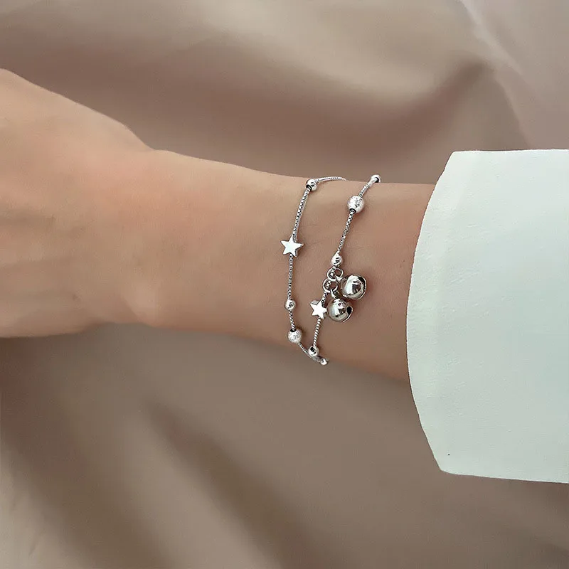 VENTFILLE 925 Stamp Silver Color For Women's Bell Bracelets Frosted Bead Double Layer Jewelry Birthday Gifts Dropshipping
VENTFILLE 925 Stamp Silver Color For Women's Bell Bracelets Frosted Bead Double Layer Jewelry Birthday Gifts Dropshipping