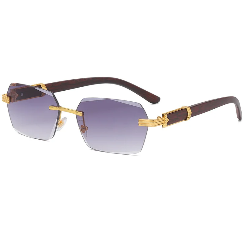 

Luxury Rimless Square Sunglasses Man Brand Designer Frameless Gradient Sun Glasses Woman Fashion Vintage Wooden Oculos De Sol