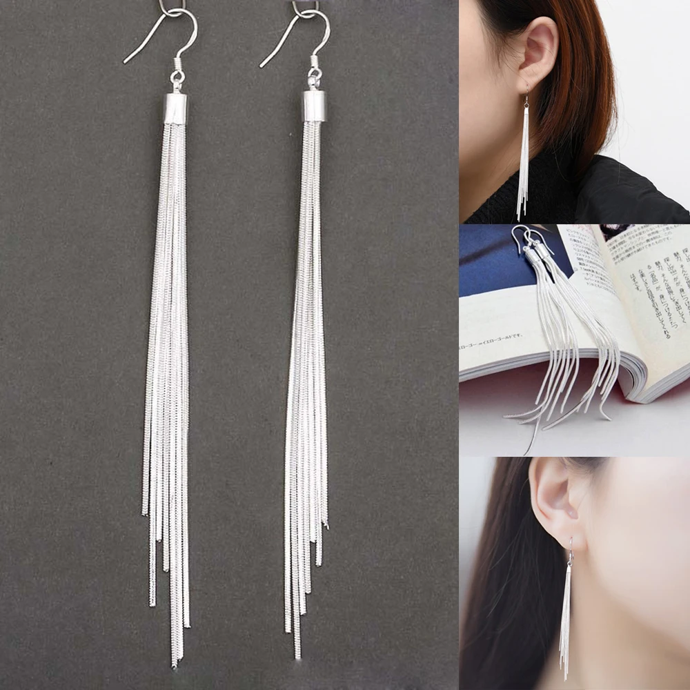 2022 Fashion Beautiful Long Silver Tassel Earrings Woman Simple Personality Fashion Earrings Wedding Jewelry Birthday Gift
2022 Fashion Beautiful Long Silver Tassel Earrings Woman Simple Personality Fashion Earrings Wedding Jewelry Birthday Gift