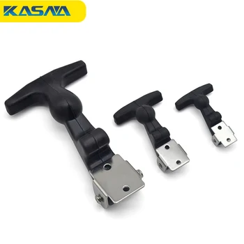 Stainless Steel Rubber Hood Catch Flexible T-Handle Hasp Rubber Flexible Draw Latches With Brackets Tool Box Vehicle Engine