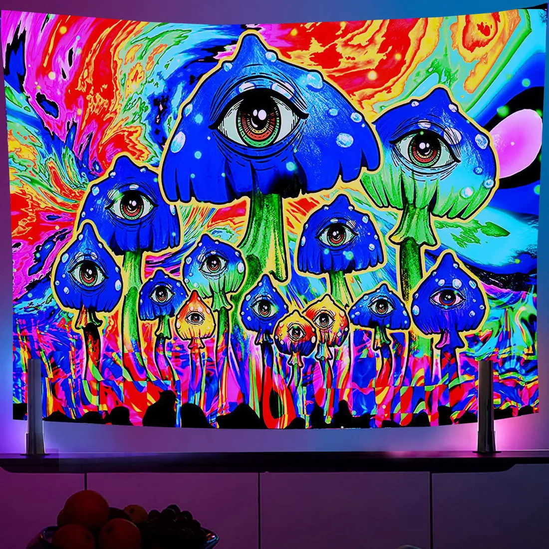 Black Light Tapestry UV Reactive Psychedelic Mushroom Hippie Tapestry Wall Hanging Decor for Bedroom Dorm Indie Room Decor
Black Light Tapestry UV Reactive Psychedelic Mushroom Hippie Tapestry Wall Hanging Decor for Bedroom Dorm Indie Room Decor